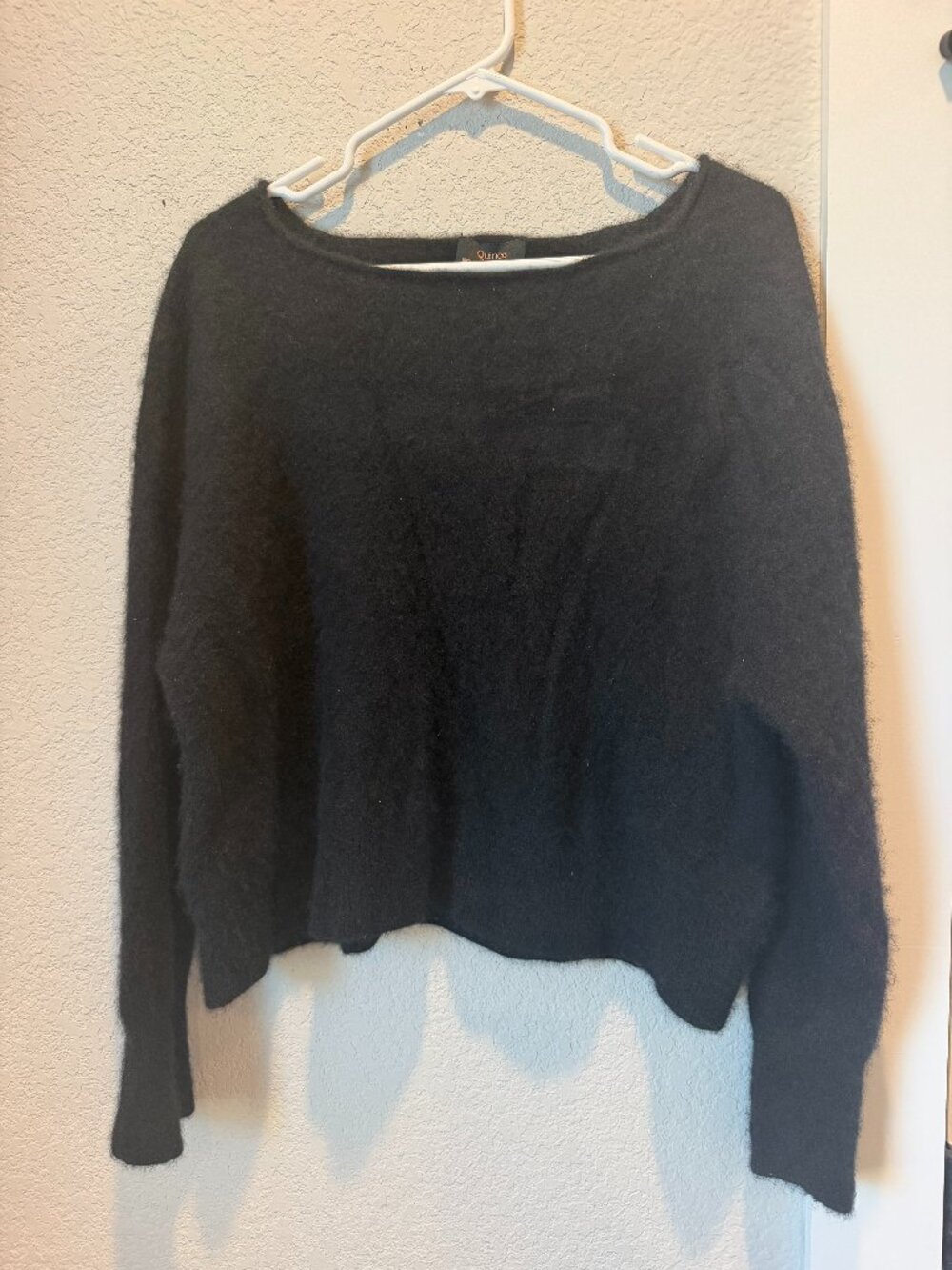 Quince Soft Fuzzy Black 100% Mongolian Cashmere Sweater Size XL